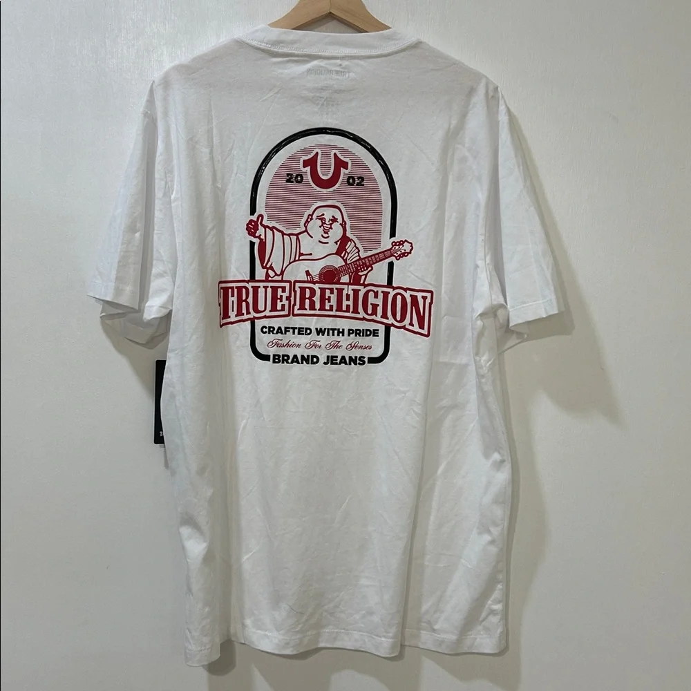 TRUE RELIGION MENS WHITE TEE WITH LOGO SHORT SLEEVE Sz XXL NEW